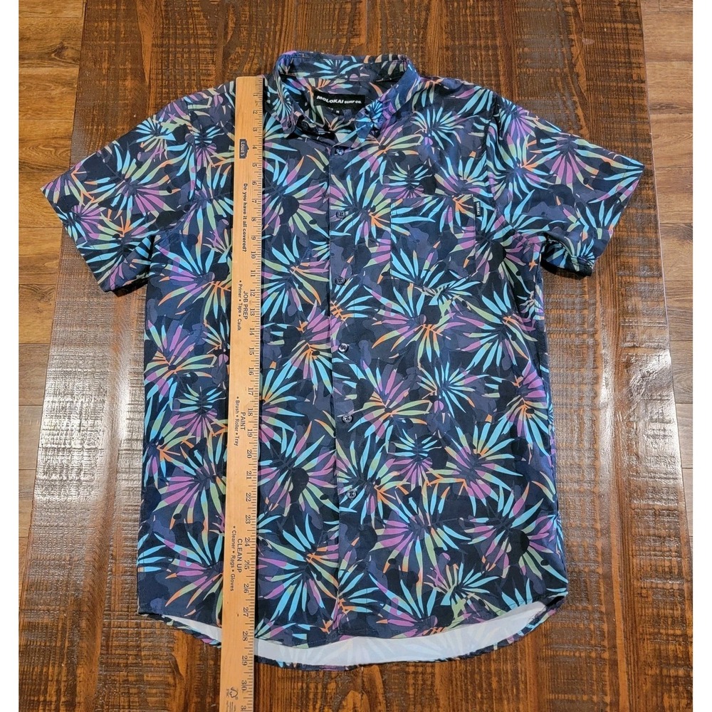 Molokai Surf Co Retro Men's Button Down Shirt Size Medium Tropical Colorful
